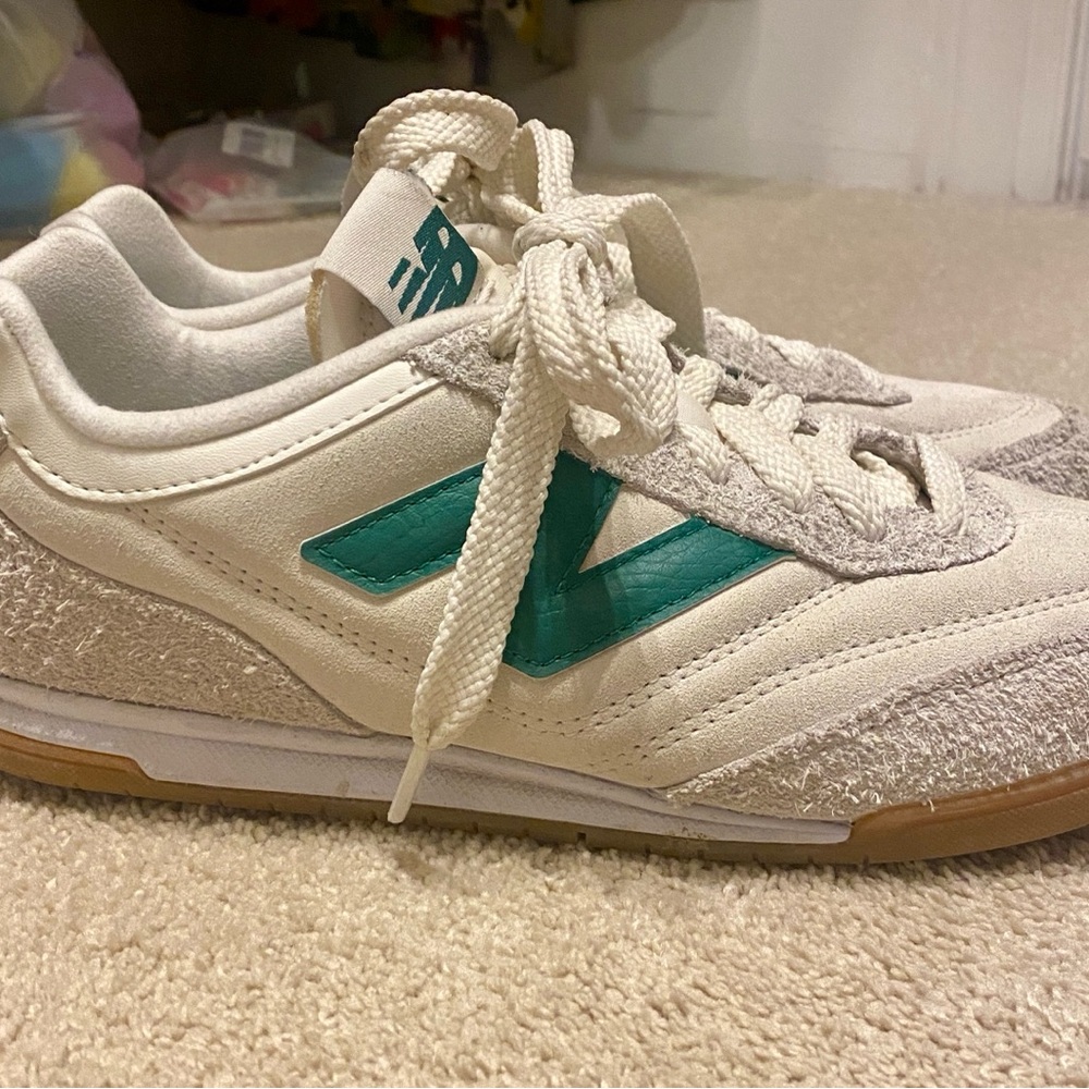J.Crew/New Balance Cream and Green Sneakers